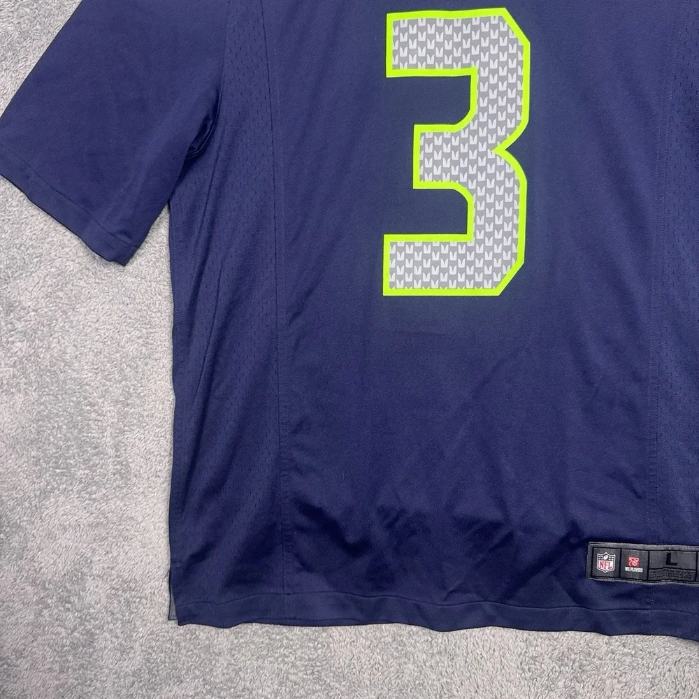Seattle Seahawks Jersey Mens L Nike On Field Russell Wilson‎ #3 Blue Home
